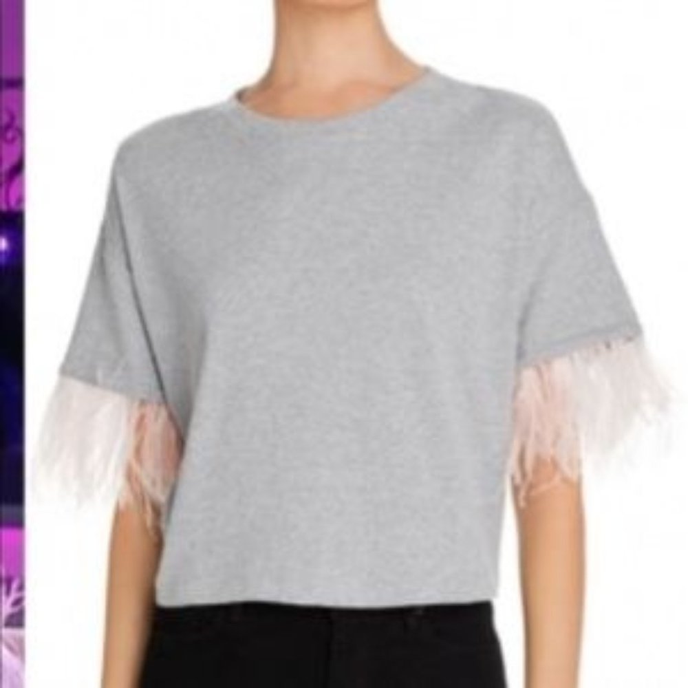 NWT LucyParis Feathery Gray & Pink Feathery T.  M